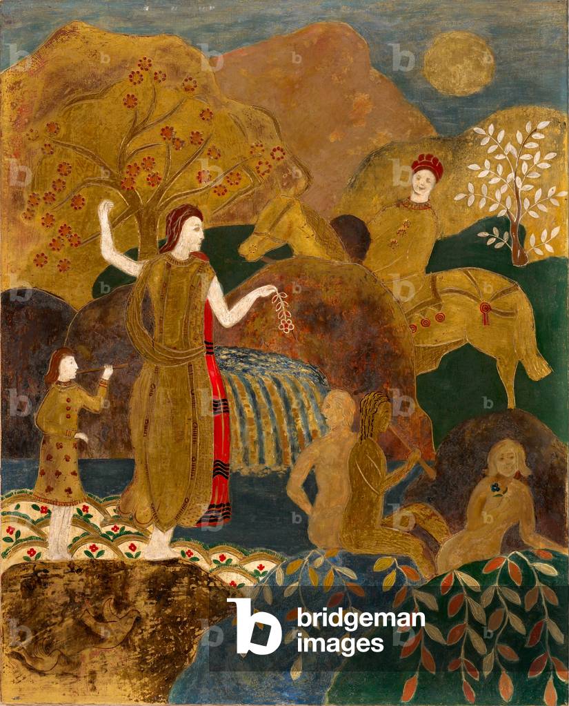 Figures (II), c.1916-17 (oil & gold leaf on gessoed & canvassed panel) 