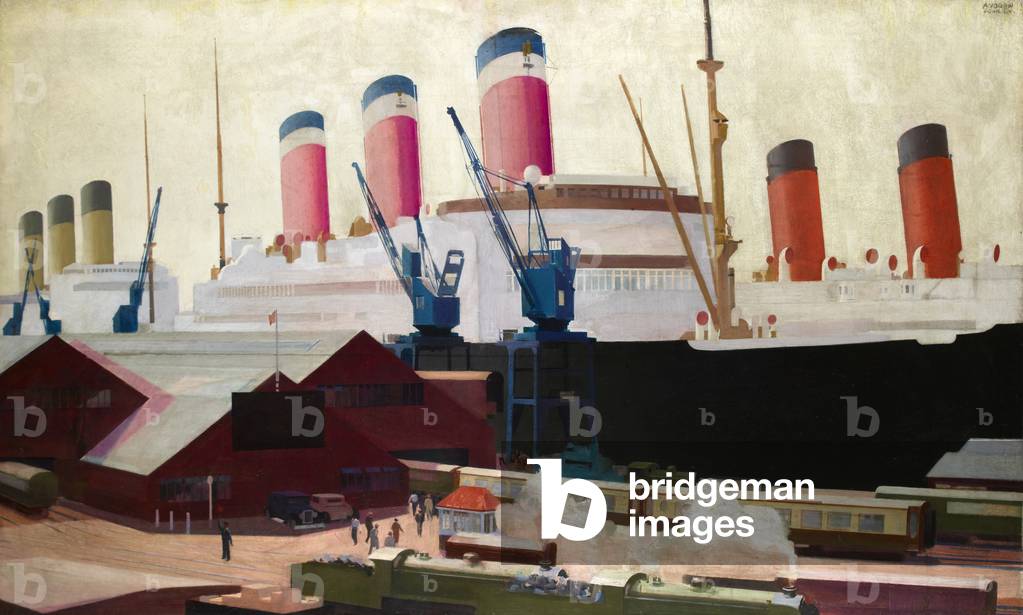 Ocean Liners docked at Southampton (oil on canvas)