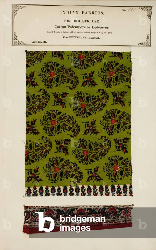 Cotton palempore or bed-cover sample from Futtygurgh in Bengal, from 'The Collection of the Textile Manufactur