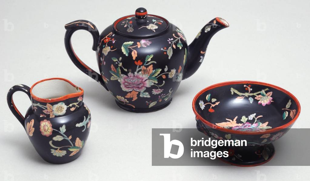 Part of a Chinese-style tea service, by Davenport of Staffordshire (earthenware)