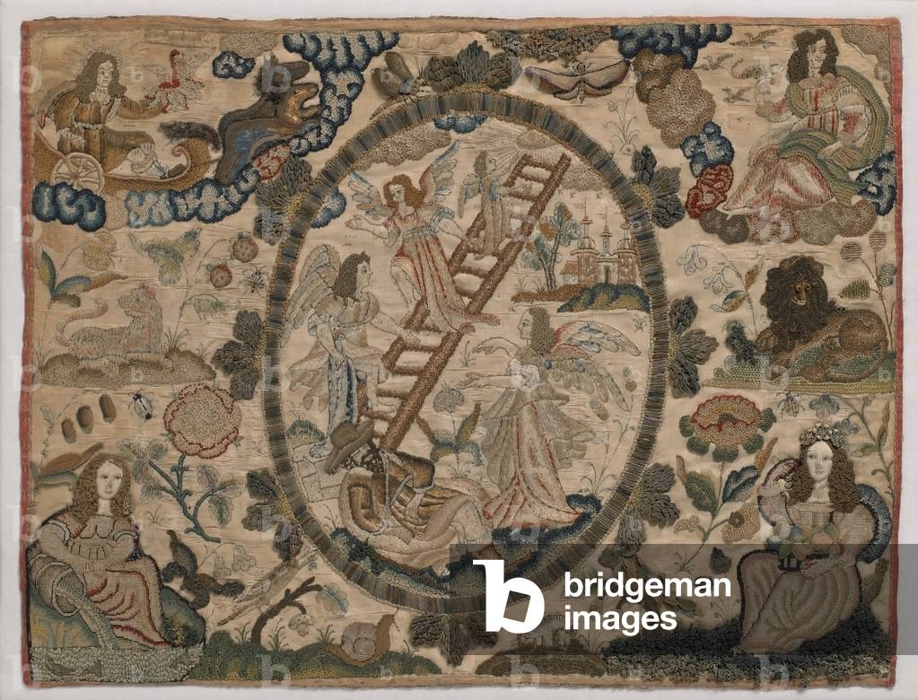 Jacob's Ladder, raised silk embroidery, c.1660 (silk embroidery)