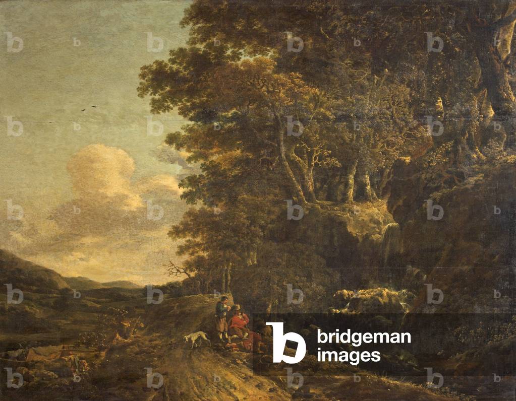 Landscape with Waterfall, c.1685-85 (oil on canvas)