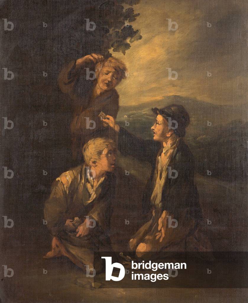 Boys playing knuckle bones (oil on canvas)