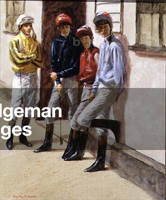 Outside the Jockey's Room, Newmarket, 1991 (oil on canvas)