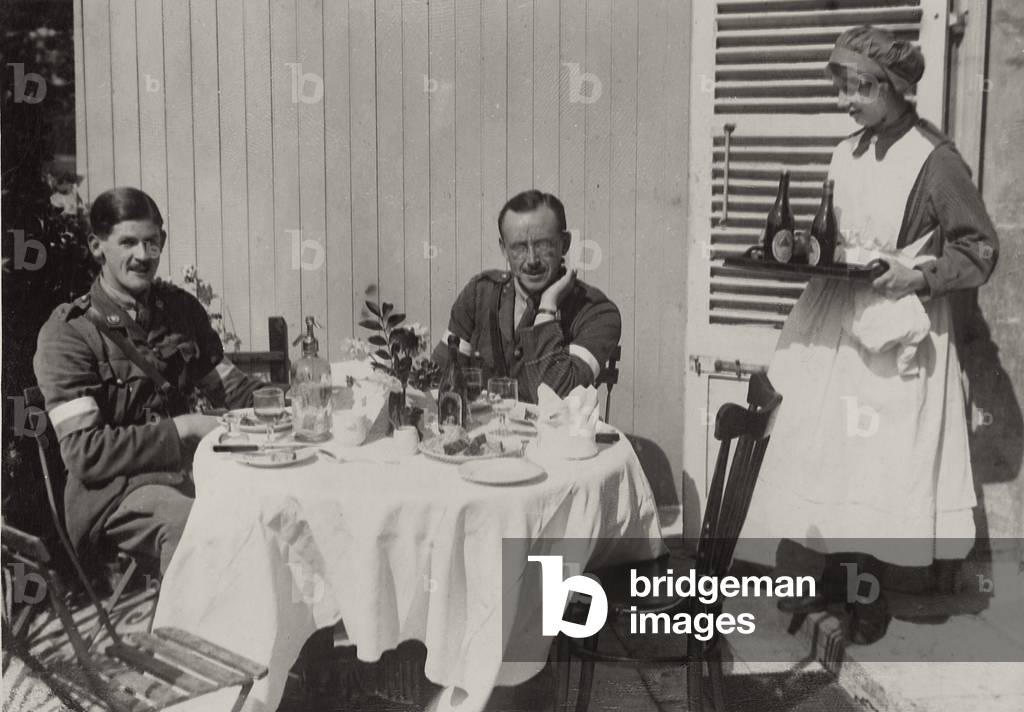 Work of the W.A.A.C. on the British front in France, waitresses in an officers' club, 1914-18 (b/w photo)