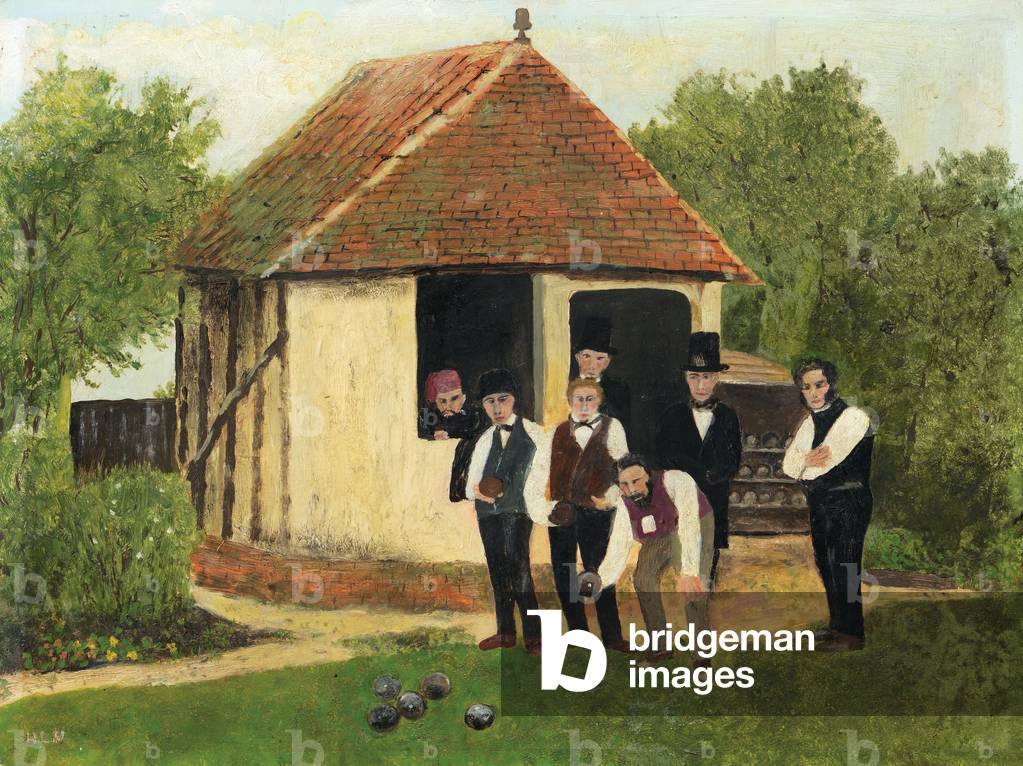 Victorian Bowlers, 1968 (oil on board) 