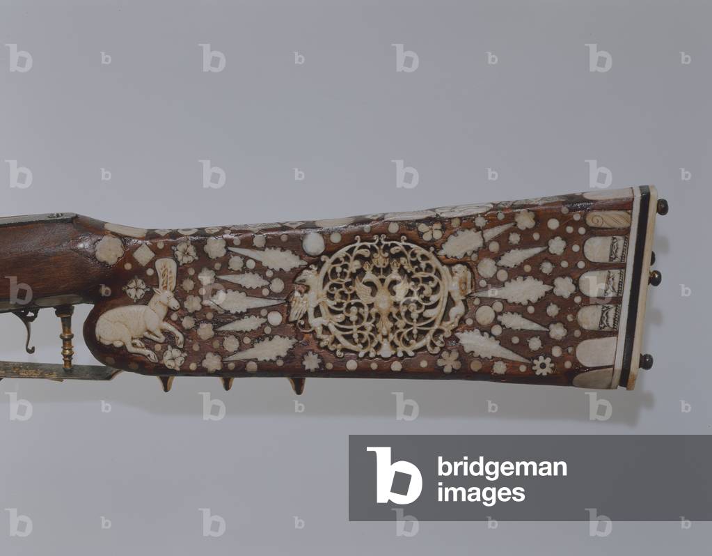 Double-barreled shotgun, Kremlin armouries, Moscow, last quarter of the 17th century (iron, steel, wood, gold & ivory) (see also 434830)