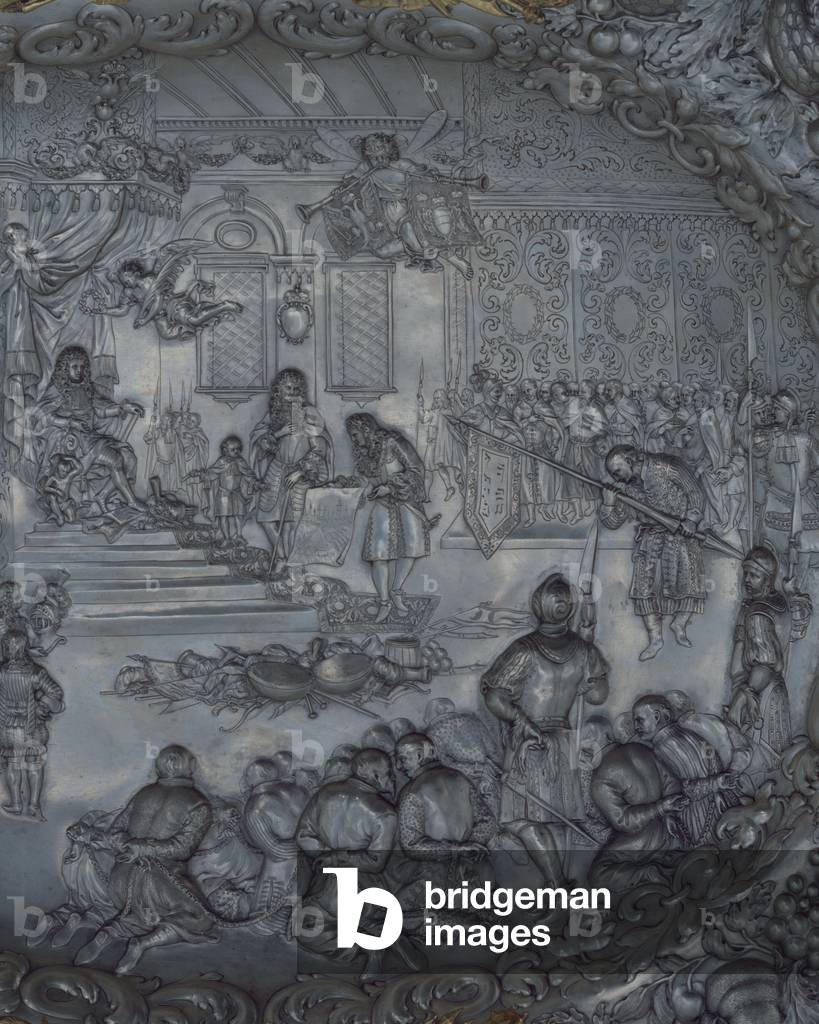 Detail of a ceremonial plate, Augsburg, c.1683-84 (silver & silver gilt) (detail of 434902)