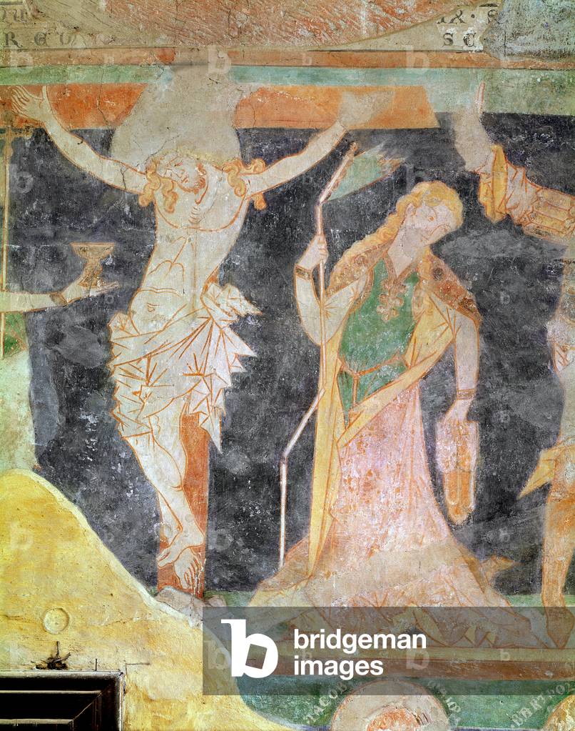 Noth wall of the north transept depicting Christ on the Cross, c.1277 (fresco)