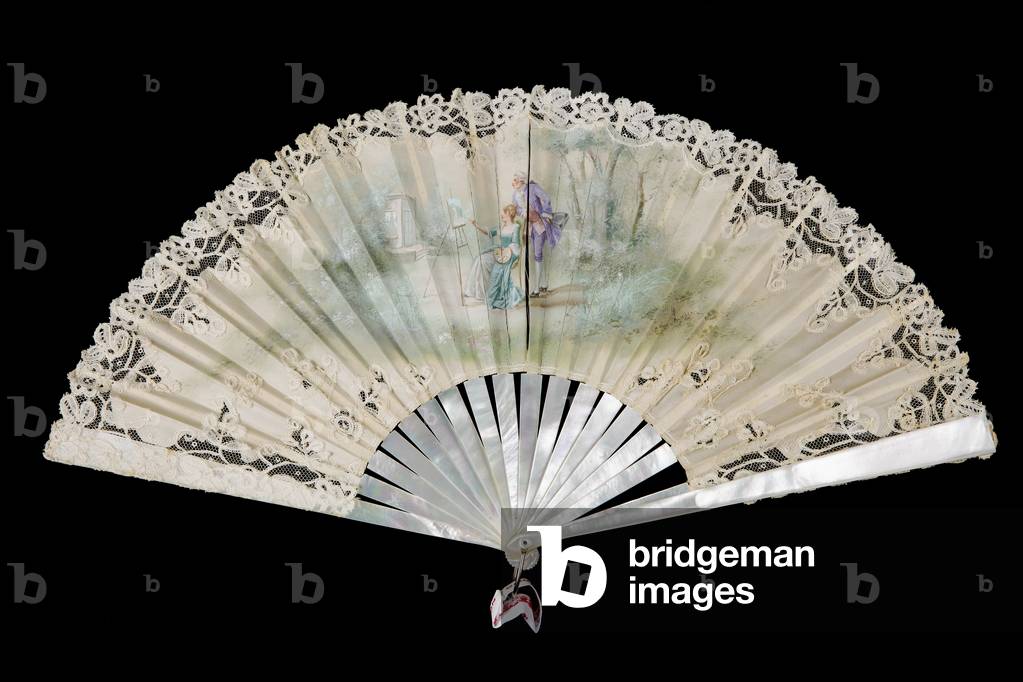 Painted silk fan, 1890-1900