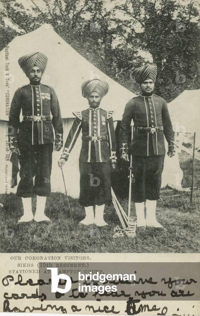 The Indian Army at Hampton Court, 1902 (b/w photo)