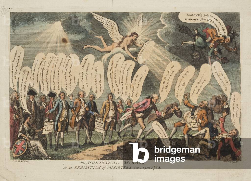 The Political Mirror or an Exhibition of Ministers for April 1782, 1782 (hand-coloured engraving)