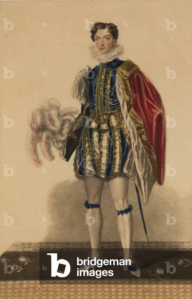 Fashion plate for the coronation of King George IV, 1821 (coloured engraving)
