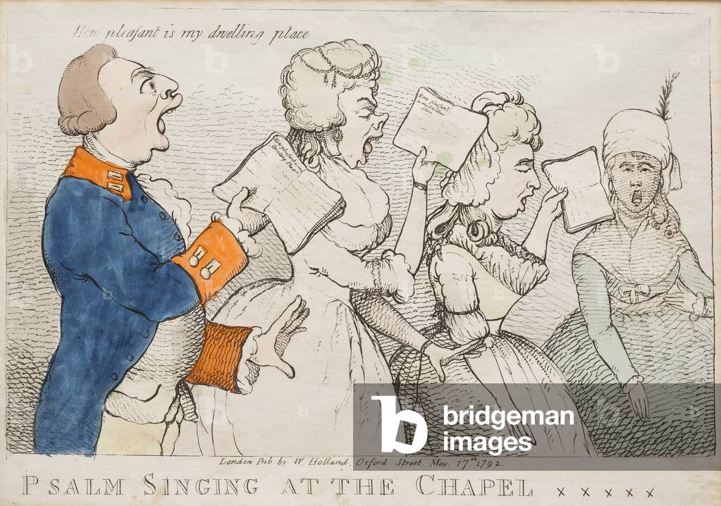 Psalm Singing at the Chapel Royal, 1792 (hand-coloured engraving)