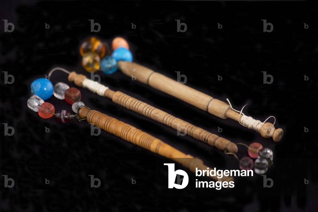 Bobbins, c.1840-60 (wood, wire & glass)