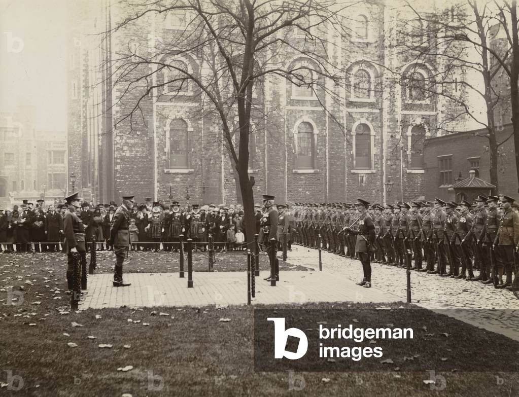 The Laying of the Colours on Tower Green, Tower of London, 1927 (b/w photo)