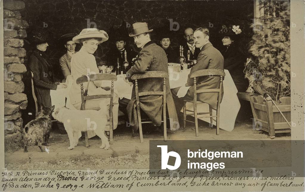 A royal lunch party, c.1900 (b/w photo)