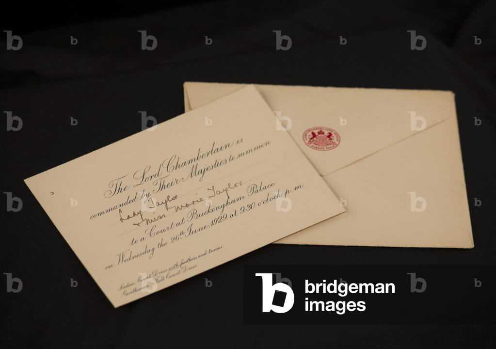 Invitation to a court at Buckingham Palace, 1929 (print and pen & ink on paper)