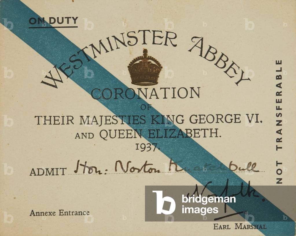 Admission ticket to the coronation of King George VI, 1937
