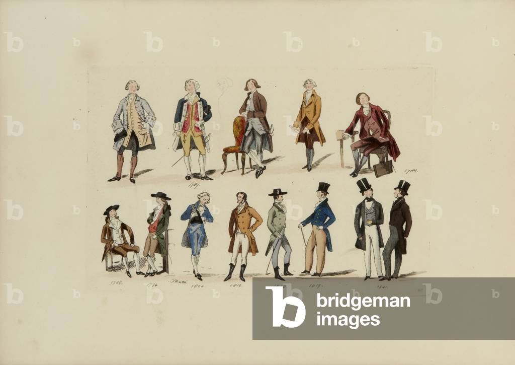 Gentleman's fashion, 1787-1841, 1842 (hand-coloured etching)