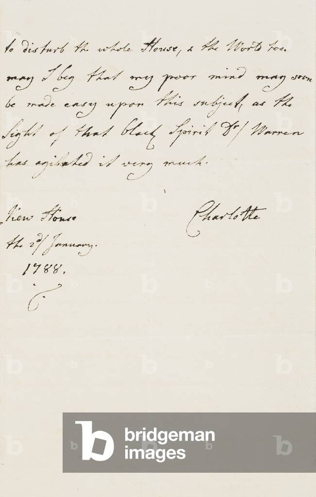 Letter from Queen Charlotte to Lord Chamberlain, 1788