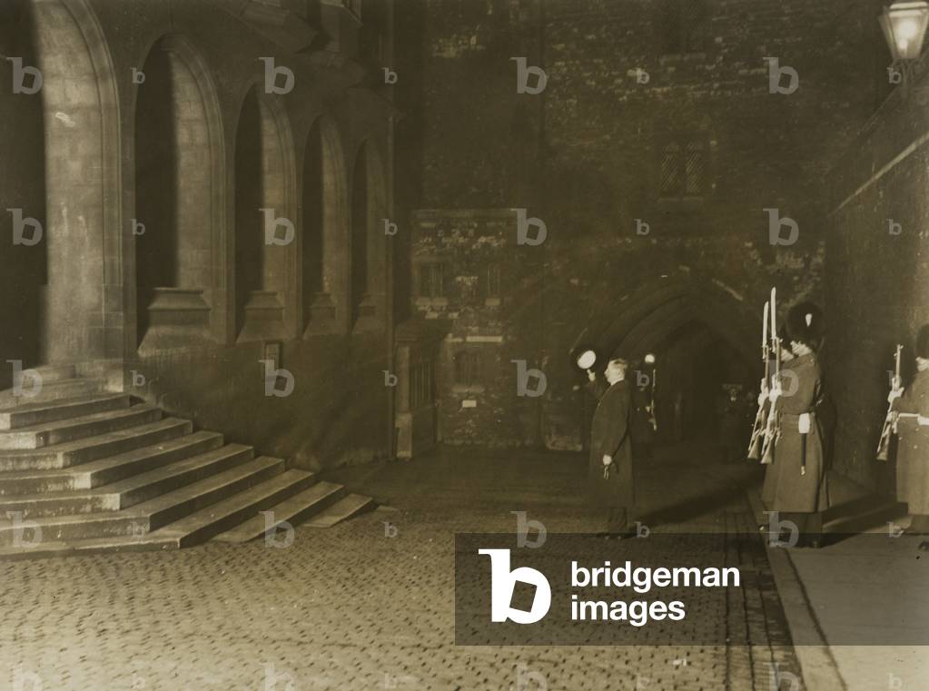 The Ceremony of the Keys, Tower of London, 1930 (b/w photo)