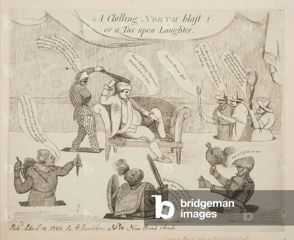 A chilling North blast or a tax upon laughter, 1782 (engraving)