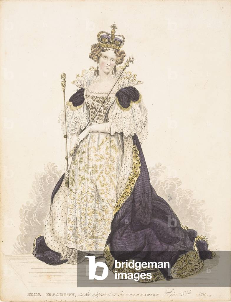 Queen Adelaide in her coronation robes, 1831 (coloured engraving)