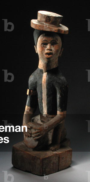 Kongo Figure of Woman on a Drum, Congo (wood)