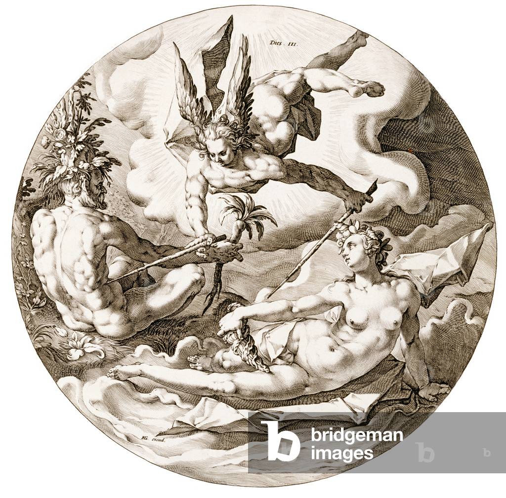 Day III, The Separation of the Waters, from the series The Six Days of Creation, 1589 (engraving)