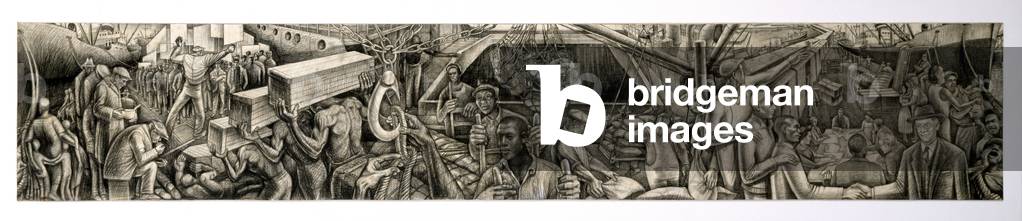 Longshoreman Mural Sketch, 1956-57 (conté crayon on paper)