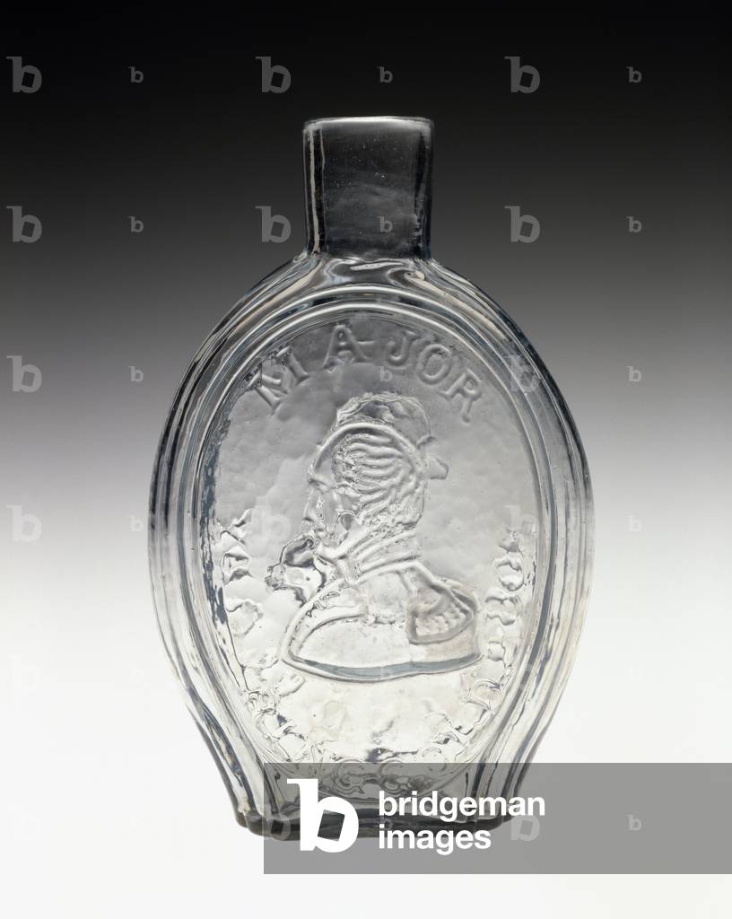 Figured Flask, c. 1846 (non-lead glass)