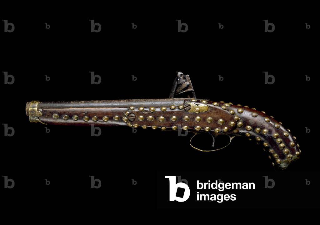 Musket, 1870-1930 (wood, brass, tacks, and iron)