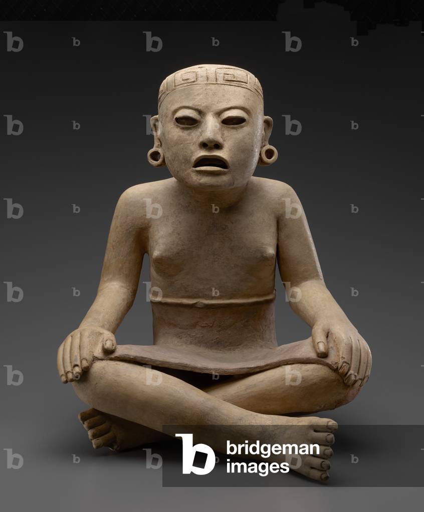 Seated Female, 600-900 AD (earthenware and polychrome pigment)