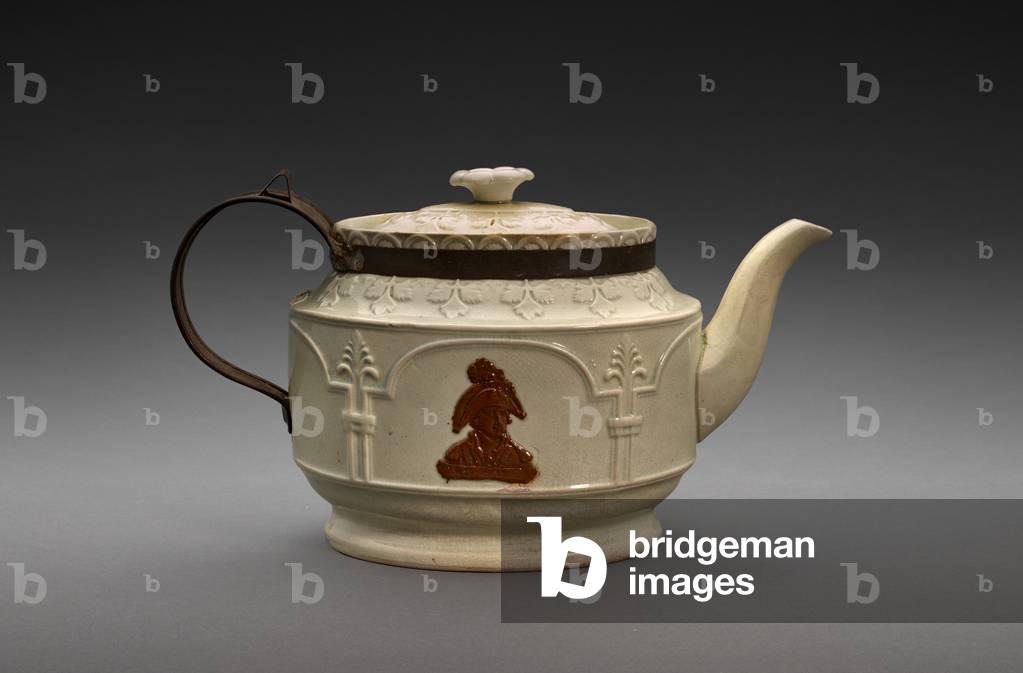 Teapot, c.1805-15 (lead-glazed earthenware (pearlware) with tinned iron)