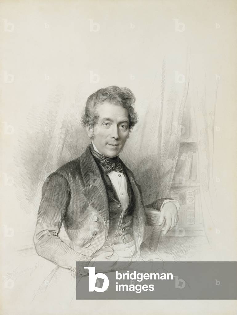 Portrait of Louis Johannes Herckenrath, Consul of Texas, 1843 (chalk, estompe, pencil, and watercolour)