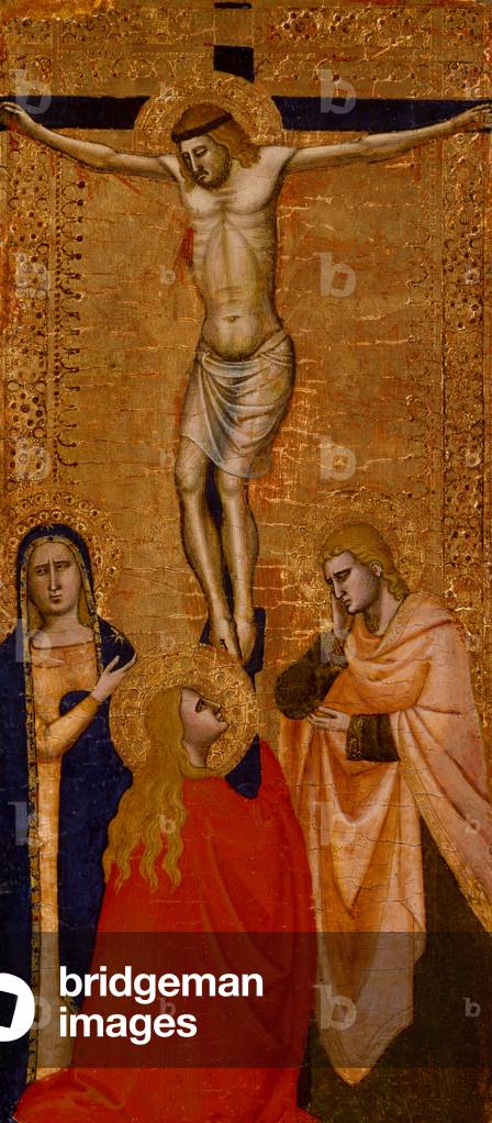 Christ on the Cross with the Virgin, Saint John, and Saint Mary Magdalene, c. 1360-1380 (tempera and gold leaf on wood)