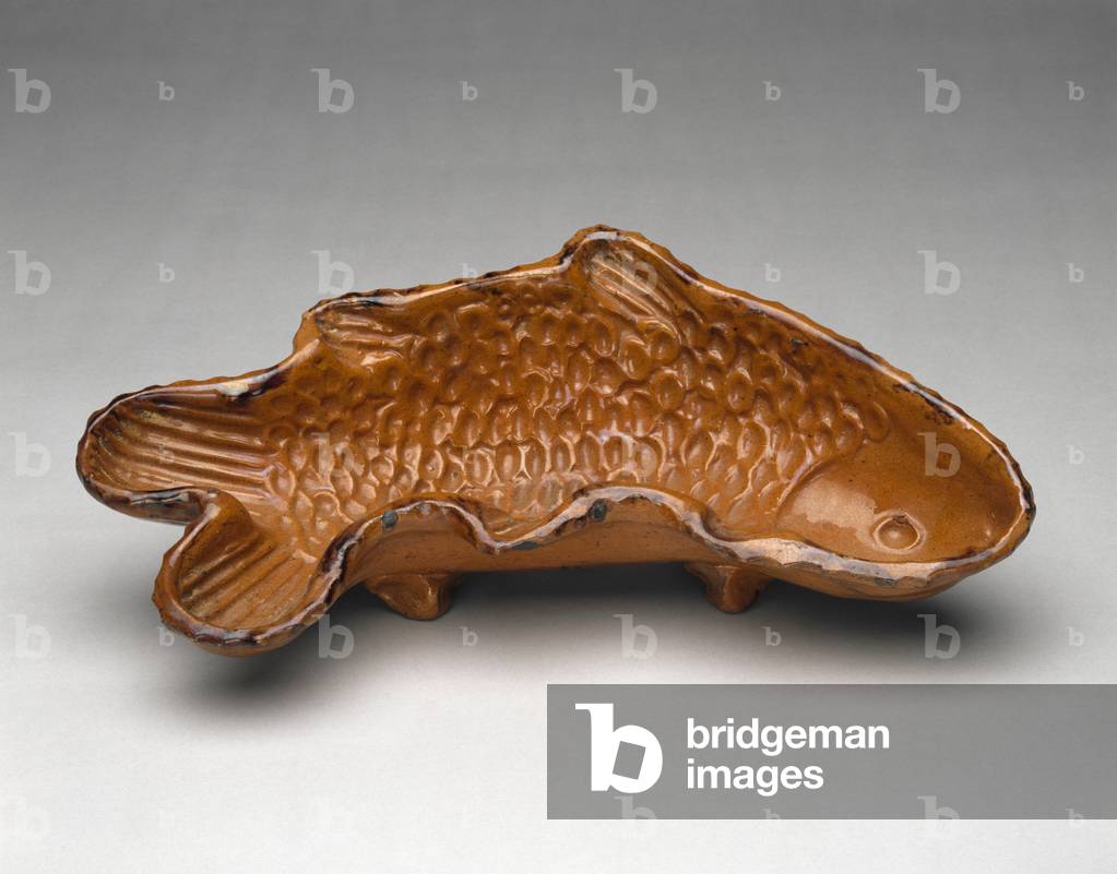Fish Mold, c. 1850-1900 (lead-glazed slip-covered earthenware)