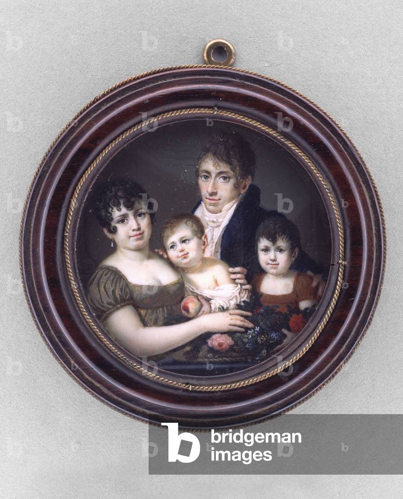 Portrait of a Family, 1809 (w/c on ivory, wood & glass)