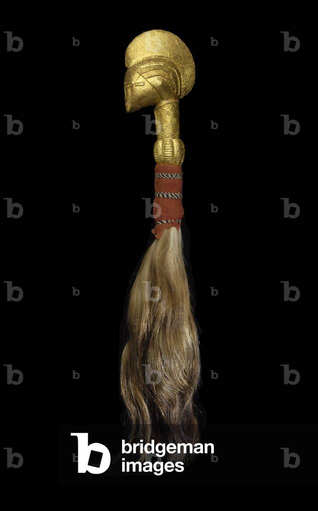 Fly Whisk, 1950-1965 (horsehair, wood, gold leaf, red cloth, and string)