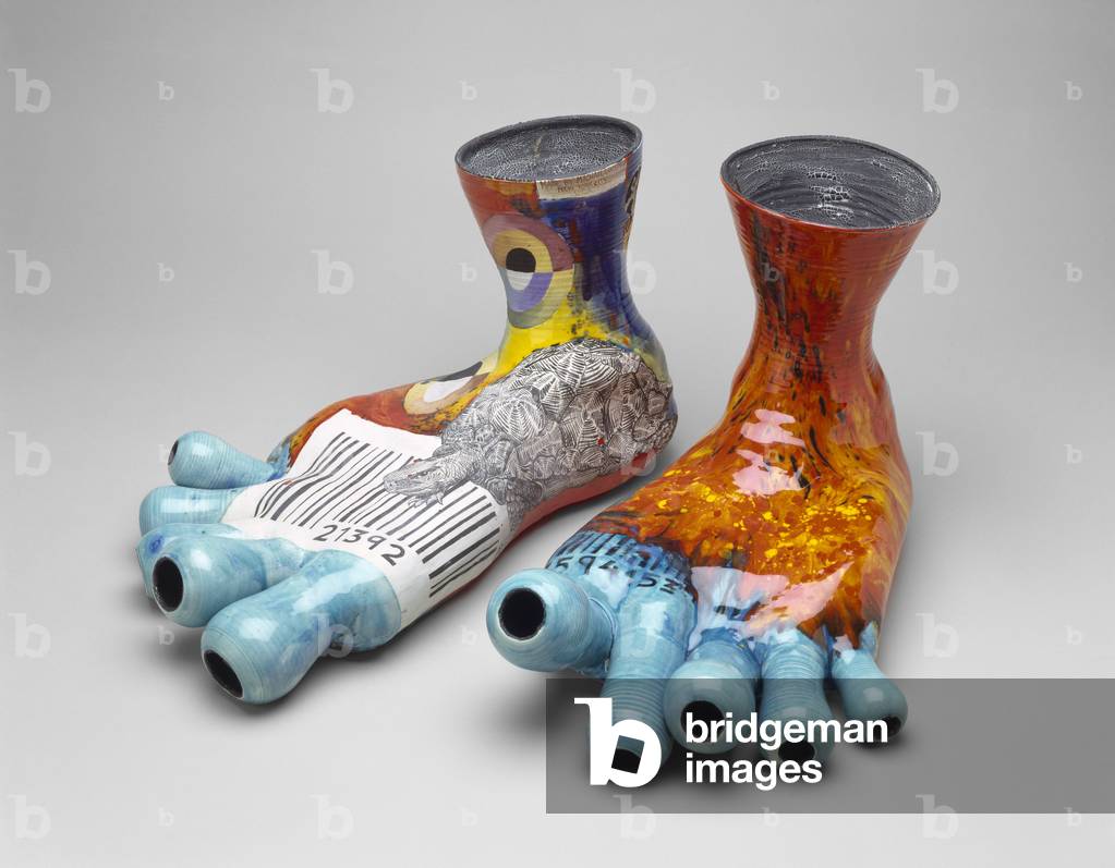 Big Feet, 1992 (earthenware with low-fire gloss and matte glazes)