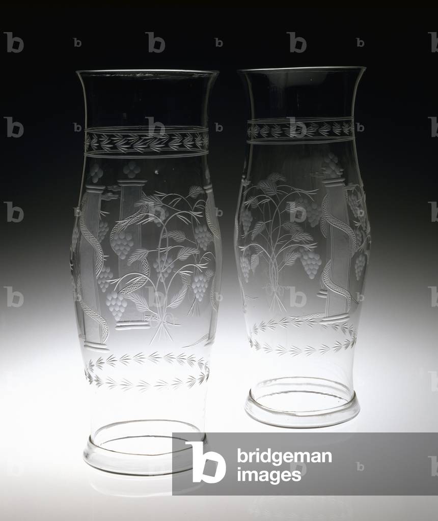 Pair of Candle Shades, c. 1800-1840 (lead glass)