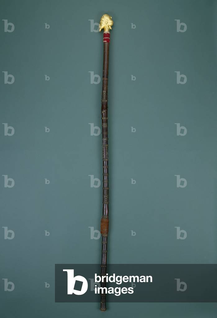 Staff, no date (bamboo, brass, cloth, wood, and gold leaf)