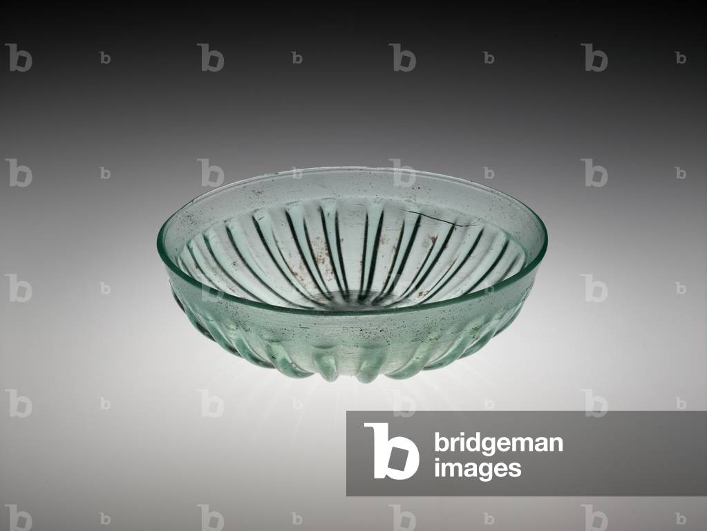 Ribbed glass bowl, AD 100-200 (mold blown & cut glass)
