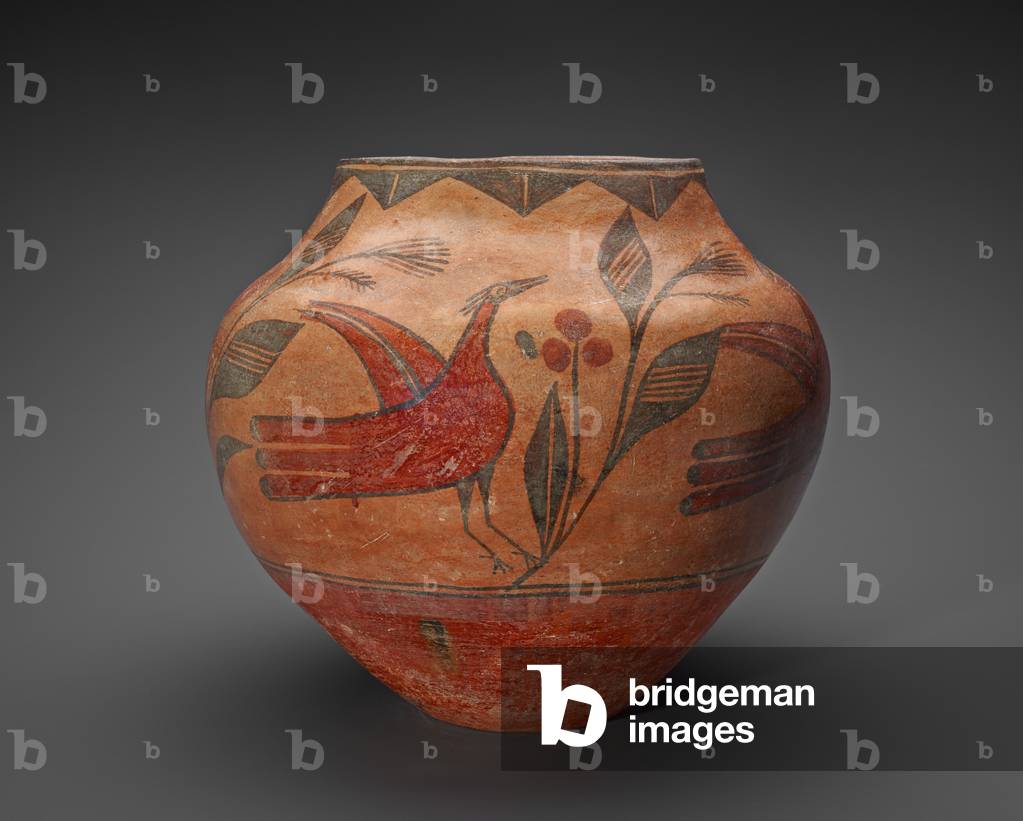 Jar (Olla) with Birds and Plants, 1875-1885 (earthenware with slip)