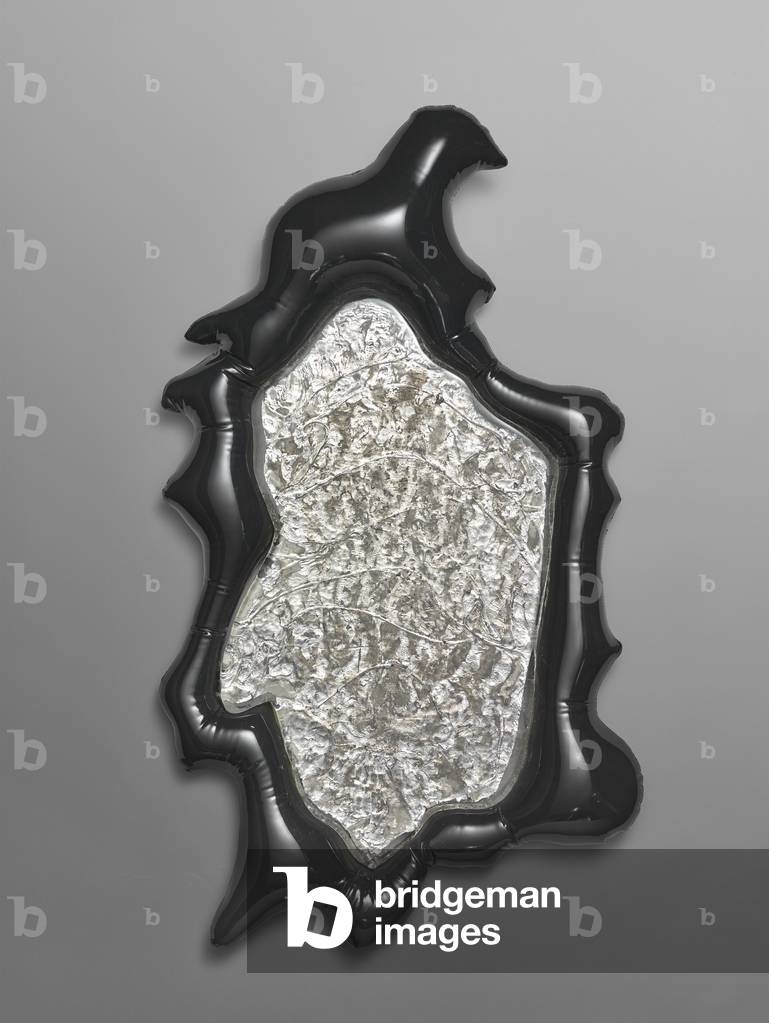 Wall mirror, 2014 (resin, vinyl, glass, & foil)