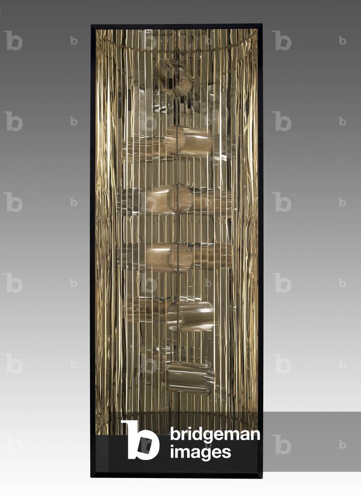 Déplacements Optiques, 1967-69 (wood, Plexiglas, polished stainless steel & motor)