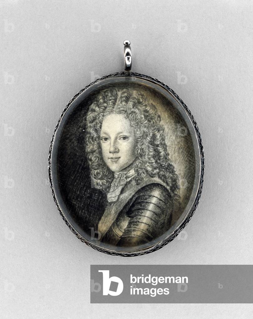 Prince James Francis Edward Stuart  (The Old Pretender), c.1703 (india ink on vellum, graphite, rock crystal & silver)
