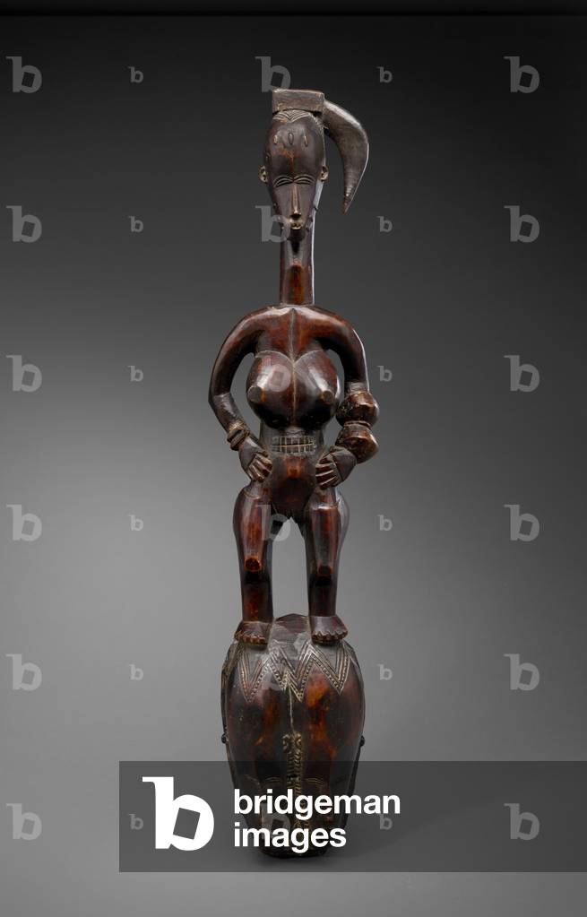 Double-face Mask with Female Figure, c.1932 (wood & brass)