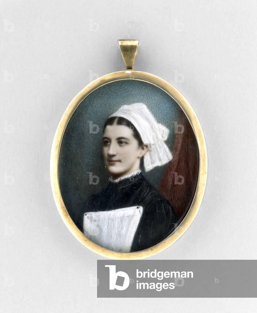 Portrait of a Nurse, c.1840 (w/c on ivory, gilt & glass)